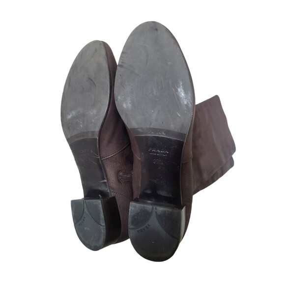 Prada Knee High Flat Boots Brown Leather Gold Zipper Women's Size 37.5 - Picture 6 of 7